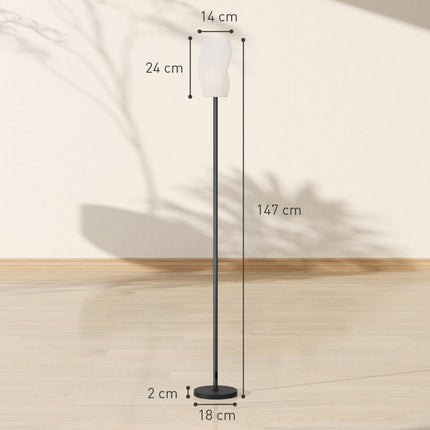 Floor Lamp for Living Room, 3D Printed Modern Standing Lamp with Flowing Curved Shade & Foot Switch, Minimalist Tall Pole Lampshade for Bedroom, Office, E27 Holder without Bulb (25W Max), White
