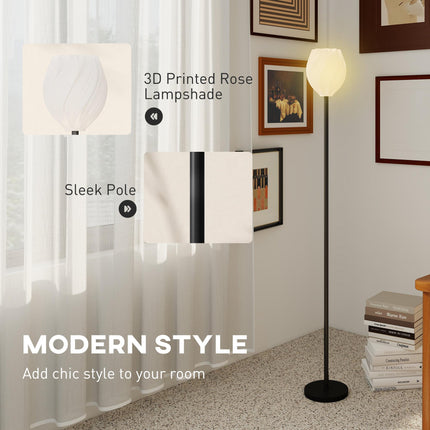 Flower Floor Lamp for Living Room, 3D Printed Modern Standing Lamp with Rose Sha
