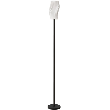 Floor Lamp for Living Room, 3D Printed Modern Standing Lamp with Flowing Curved Shade, 3 Colour Temperature & Foot Switch, Minimalist Tall Pole Lampshade for Bedroom, Office, White