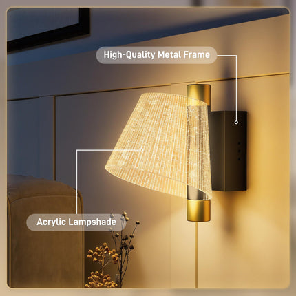 Led Wall Lamp 2 Pack, 5W Modern Indoor Starry Wall Light, Colour Temperature Adjustable 3000K/4000K/6500K, for Bedroom, Living Room, Hallway, Stairs, Black