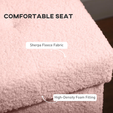 Foldable Sherpa Fleece Storage Ottoman - Pink