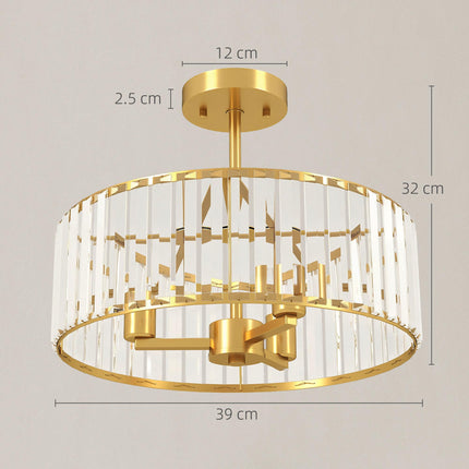 Crystal Ceiling Light Fixture, Semi Flush Mount Modern Crystal Chandelier Ceiling Light for Living Room, Bedroom, Hallway, Dining Room, E14 Base 3-Lights, Bulbs Not Included, Gold Tone