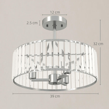Crystal Ceiling Light Fixture, Semi Flush Mount Modern Crystal Chandelier Ceiling Light for Living Room, Bedroom, Hallway, Dining Room, E14 Base 3-Lights, Bulbs Not Included, Silver Tone