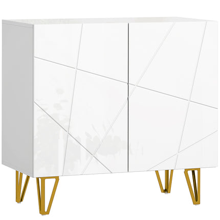 Modern Luxe High Gloss Sideboard, with Hairpin Legs - White