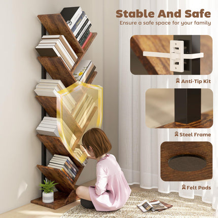 Eight-Section Tree Bookcase - Wood-Effect