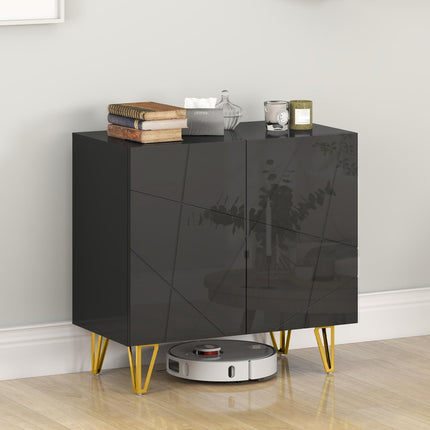 Modern Luxe High Gloss Sideboard, with Hairpin Legs - Black