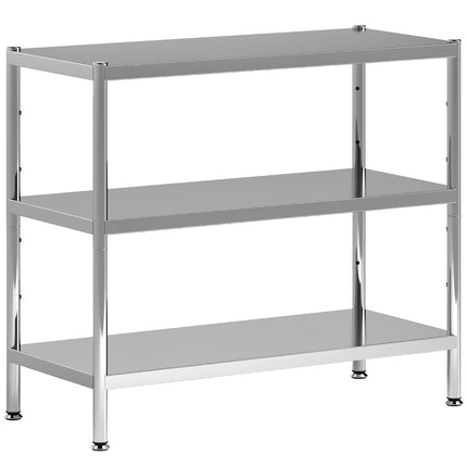 3-Tier Bakers Rack with Storage, Stainless Steel Microwave Stand with Adjustable