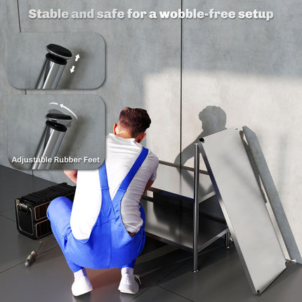 3-Tier Bakers Rack with Storage, Stainless Steel Microwave Stand with Adjustable