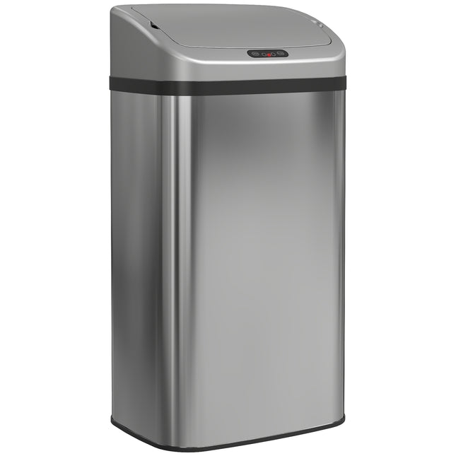48L Stainless Steel Sensor Bin - Silver-Tone