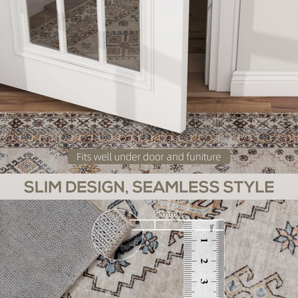 Vintage Area Rug, Non-Slip Washable Rug, Flannel Floor Carpet for Living Room, Bedroom, Dining Room, Home Office, 290 x 200 cm, Beige