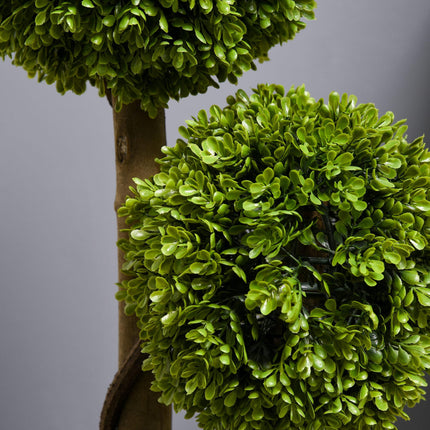 Set of 2 Decorative Artificial Tree Boxwood Ball Topiary Tree in Pot, Fake Plant for Home Indoor Outdoor Decor, 90 cm, Light Green