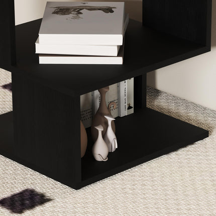 Set of 2 Side Table Square Coffee Table, Modern End Table with 2 Tier Storage Sh