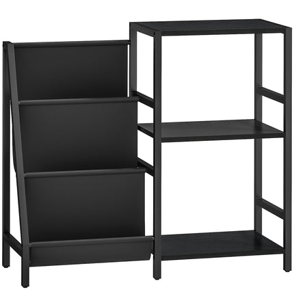 HOMCOM 3-Tier Record Player Stand, End Table for Living Room, Bedroom - Black Wood Effect