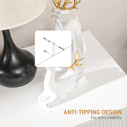 Set of 2 Elegant Chest of Three Drawers - White/Gold-Tone