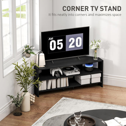 Corner TV Stand with 2 Open Shelves for 47 Inch TV - Black
