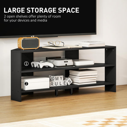 Corner TV Stand with 2 Open Shelves for 47 Inch TV - Black
