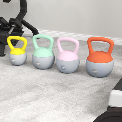 4kg/6kg/8kg/10kg Soft Kettlebell, Set of 4 Kettle Bell with Non-Slip Handle for