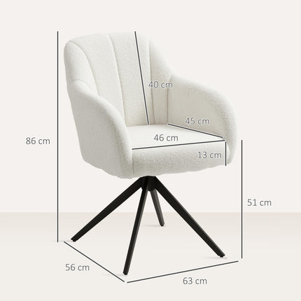 360 Degree Swivel Accent Chair, Teddy Fleece Fabric Armchair, White
