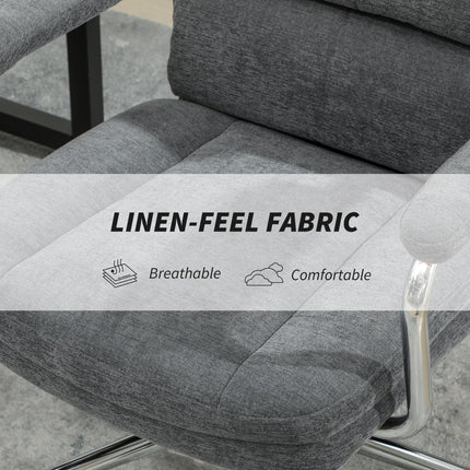 Executive Office Chair, Linen Fabric Computer Desk Chair with Double-Layer Back Cushion, Rocking Function, Height Adjustable for Home, Charcoal Grey