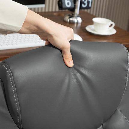 Faux Leather Office Chair. with Flip-Up Armrests - Charcoal Grey