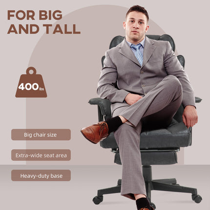 Executive Office Chair, Ergonomic Desk Chair with Foot Rest, Lumbar Support, Rec