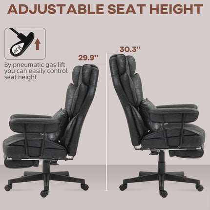 Executive Office Chair, Ergonomic Desk Chair with Foot Rest, Lumbar Support, Rec