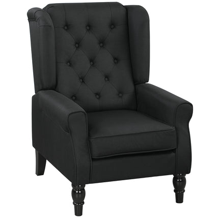 Wingback Accent Chair, Faux Linen Armchair with Thick Spring Cushion, High Back,