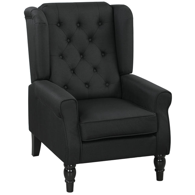 Wingback Accent Chair, Faux Linen Armchair with Thick Spring Cushion, High Back,