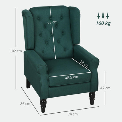 Wingback Accent Chair, Retro Upholstered Button Tufted Occasional Chair living