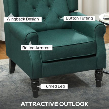 Wingback Accent Chair, Retro Upholstered Button Tufted Occasional Chair living