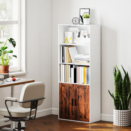 5-Tier Bookcase with Adjustable Shelf - Rustic Brown