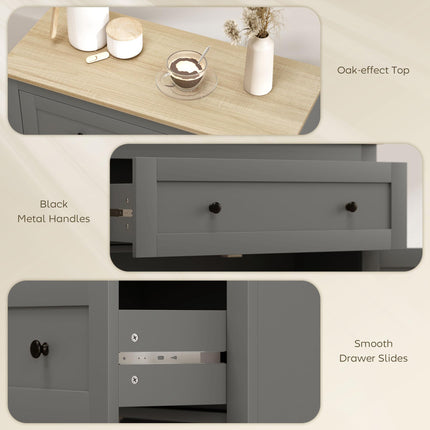 Sideboard Storage Cabinet, Morden Kitchen Cupboard with Adjustable Shelf, Drawer and Double Doors, Sideboard for Living Room, Dining Room, Hallway, Grey