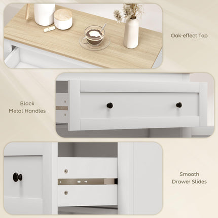 Sideboard Storage Cabinet, Morden Kitchen Cupboard with Adjustable Shelf, Drawer and Double Doors, Sideboard for Living Room, Dining Room, Hallway, White