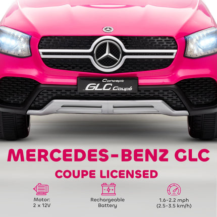 Mercedes-Benz GLC Licensed Kids Ride on Car with Remote Control, Soft Start, MP3, LED Headlights, Pink