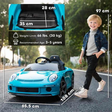 Kids Electric Car, 12V Licensed RUF GT Ride on Car with Suspension, Remote Control, Music, for 3-5 Years, Blue