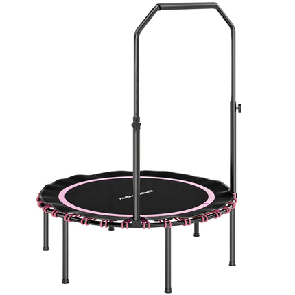 40" Foldable Fitness Trampoline Rebounder with Handle, Pink