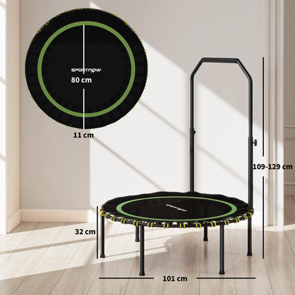 40" Foldable Fitness Trampoline Rebounder with Handle, Green