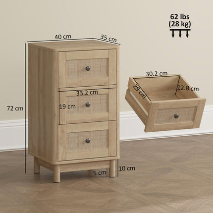 40 cm Drawer Chest of Drawers with 3 Drawer - Oak