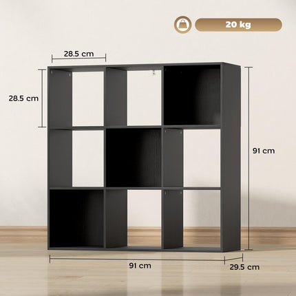 HOMCOM Nine-Cube Storage Shelf - Black