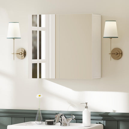 HOMCOM Double-Door Bathroom Mirror Cabinet - White