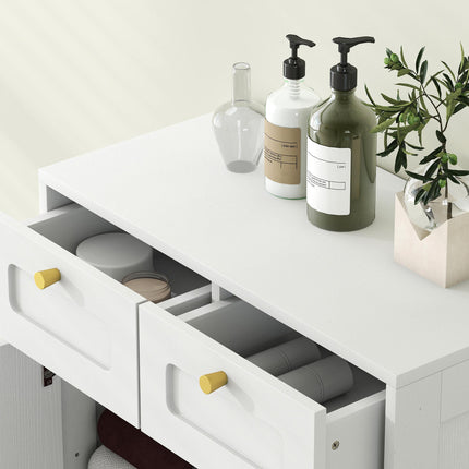 HOMCOM Bathroom Floor Cabinet with 2 Drawers - White