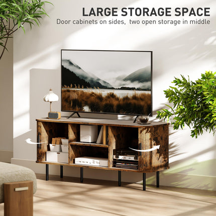 TV Stand Cabinet for TVs up to 55 Inches, TV Unit with Storage Shelves and Cupboard for Living Room, Rustic Brown