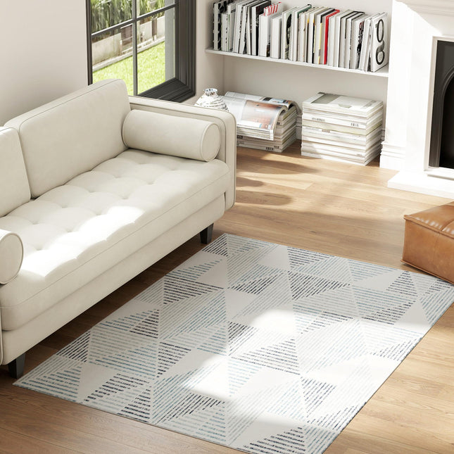 Modern Area Rug, Geometric Pattern Non-Slip Washable Rug, Soft Floor Carpet for