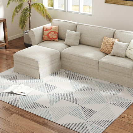 Modern Area Rug, Geometric Pattern Non-Slip Washable Rug, Soft Floor Carpet for