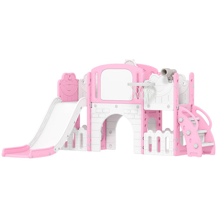 7 in 1 Toddler Slide Set with Basketball Hoop, Climbing Frame, Telescope, Drawin