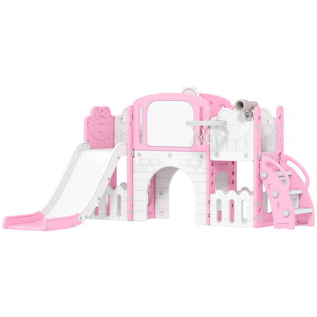 7 in 1 Toddler Slide Set with Basketball Hoop, Climbing Frame, Telescope, Drawin