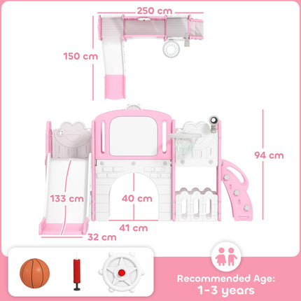 7 in 1 Toddler Slide Set with Basketball Hoop, Climbing Frame, Telescope, Drawin