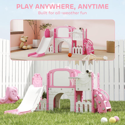 7 in 1 Toddler Slide Set with Basketball Hoop, Climbing Frame, Telescope, Drawin