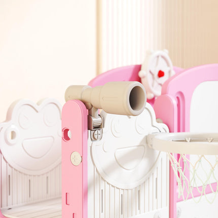 7 in 1 Toddler Slide Set with Basketball Hoop, Climbing Frame, Telescope, Drawin