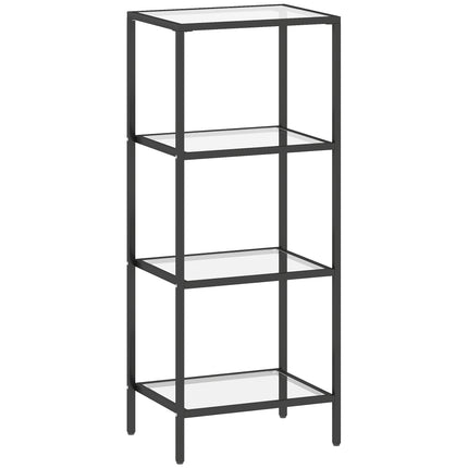 4-Tier Shelving Unit, Glass Shelf, Vertical Storage Shelf for Living Room, Home